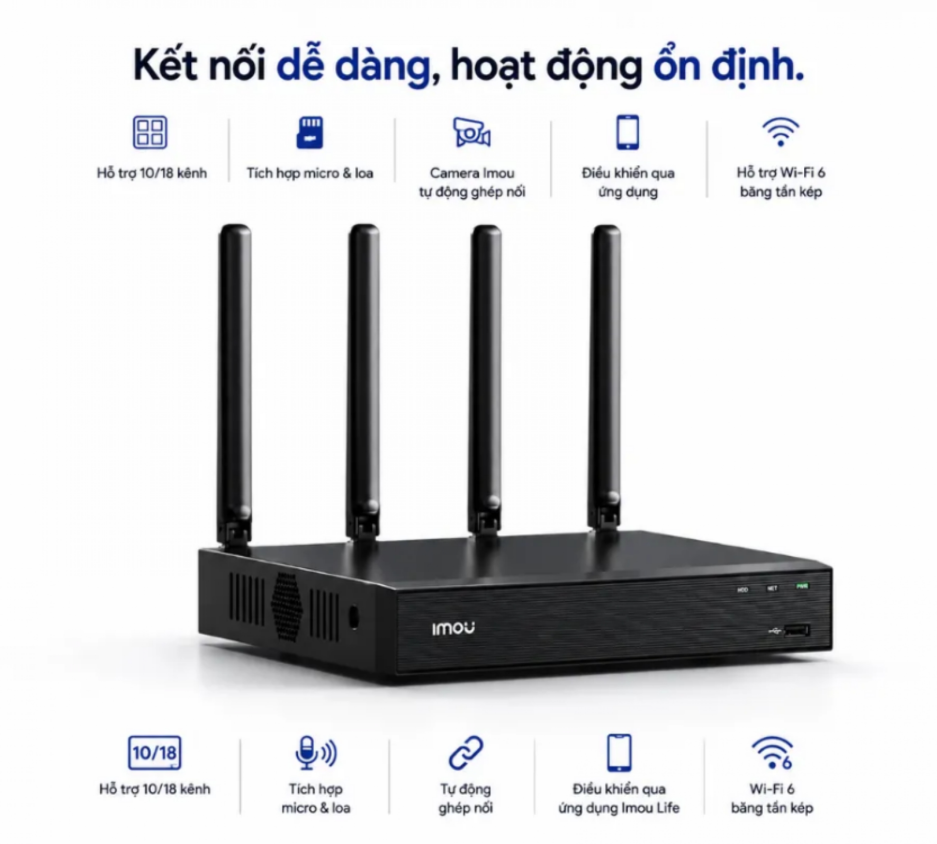 Đầu ghi Imou 18 kênh NVR-N118W-8A0E