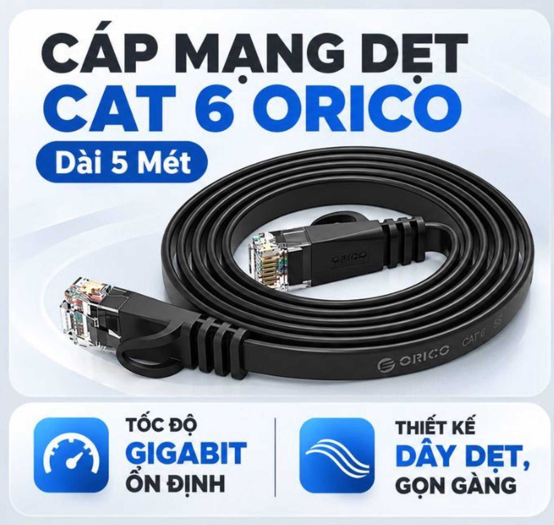 Dây dẹt cáp mạng Cat 6 Orico 5 Mét
